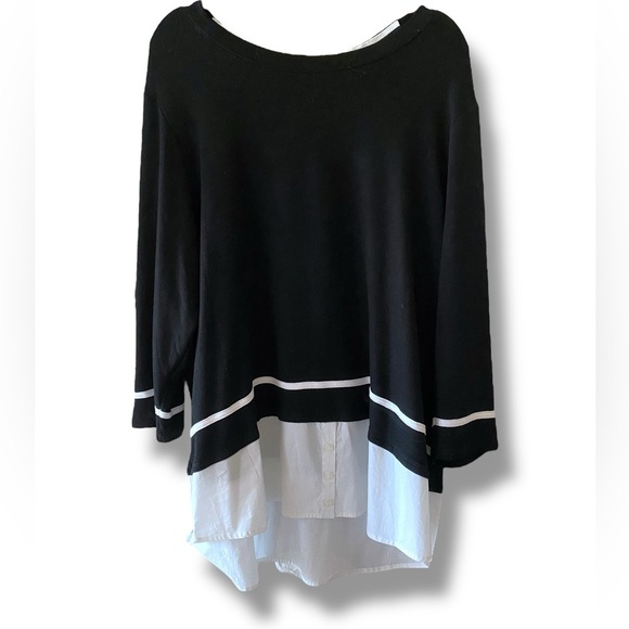 Elegant Black and White Layered Look Tunic Sweater Woman’s Size 2X NWT - Picture 3 of 12
